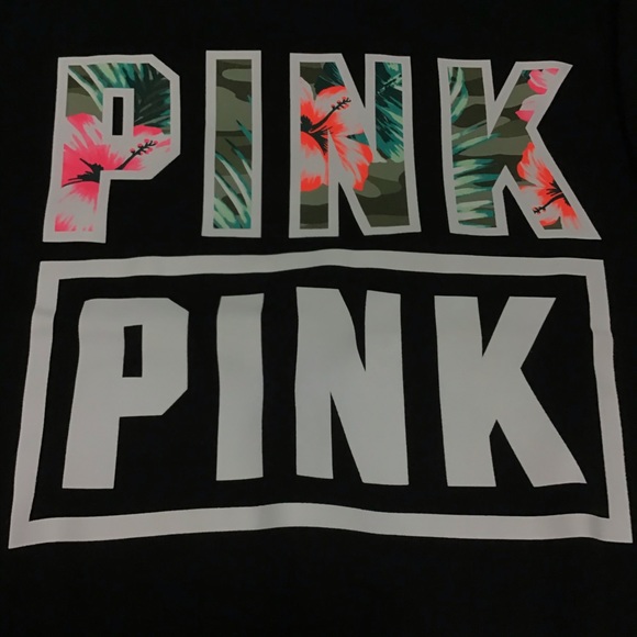 NEW PINK Victoria’s Secret Fleece Palm Floral Crew - Picture 4 of 15